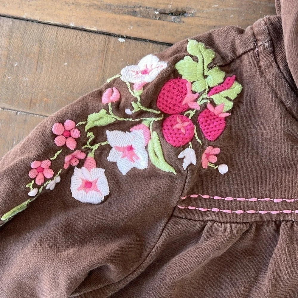 Janie and jack vintage strawberry floral denim overalls and hoodie jacket